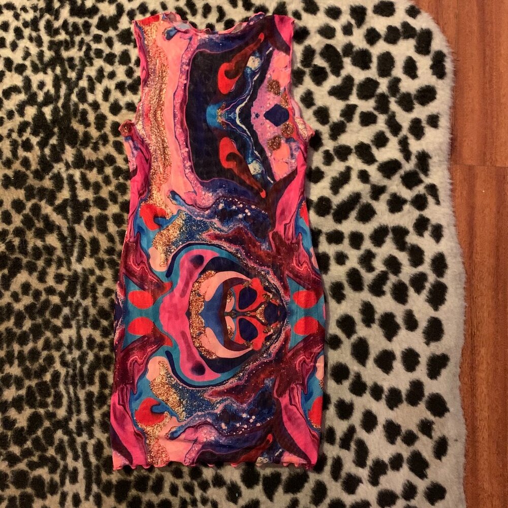 Retro Sheer Stretch Mini Dress